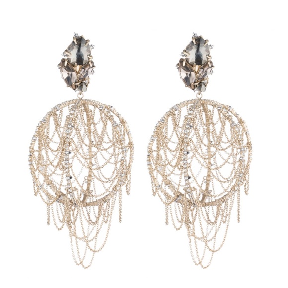 Crystal Lace Dangling Sphere Clip On Fringe - Picture 1 of 5